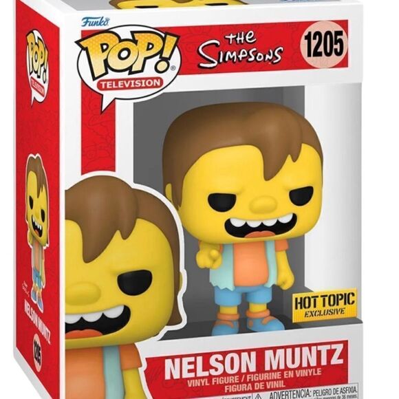 Funko Pop The Simpsons Nelson Muntz #1205 Hot Topic Exclusive Vinyl Figure - Picture 2 of 6